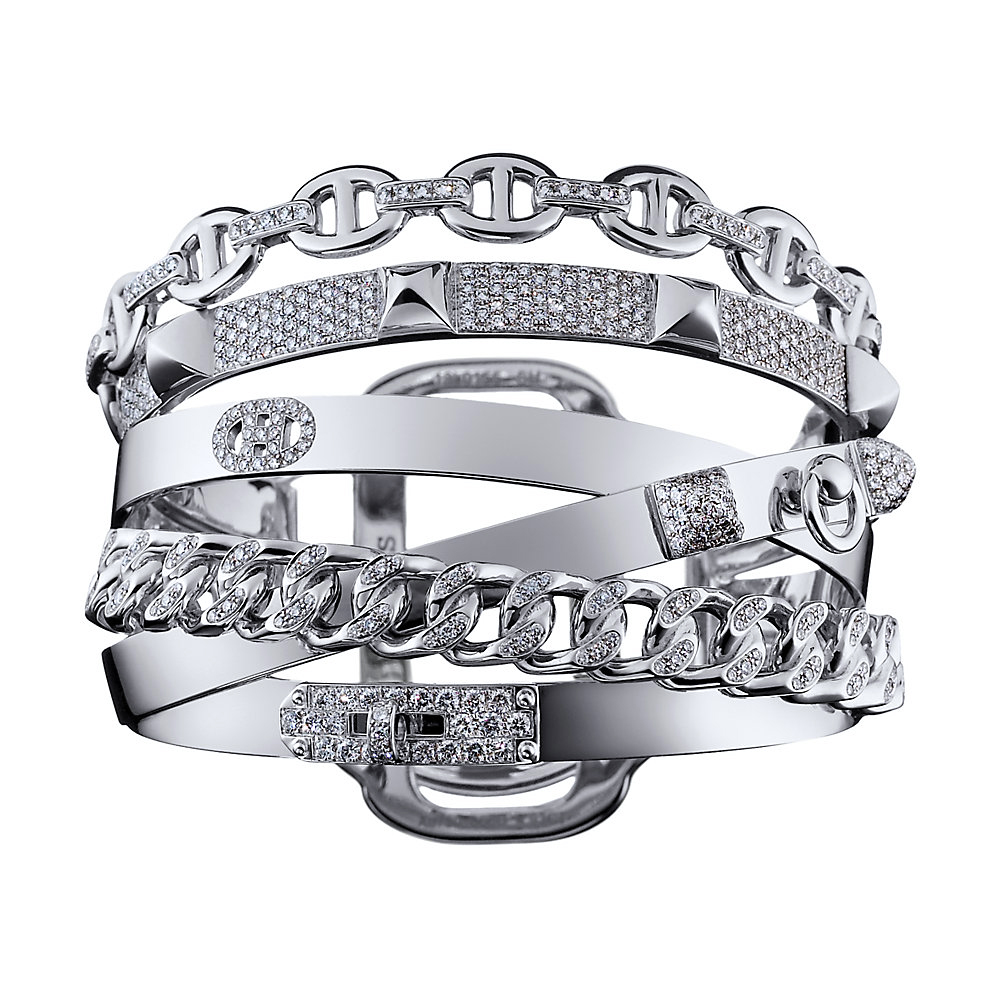 徐州奢侈品管家爱马仕回收价格查询 Hermès Alchimie 白金手镯镶嵌圆形切割天然钻石能回收吗?